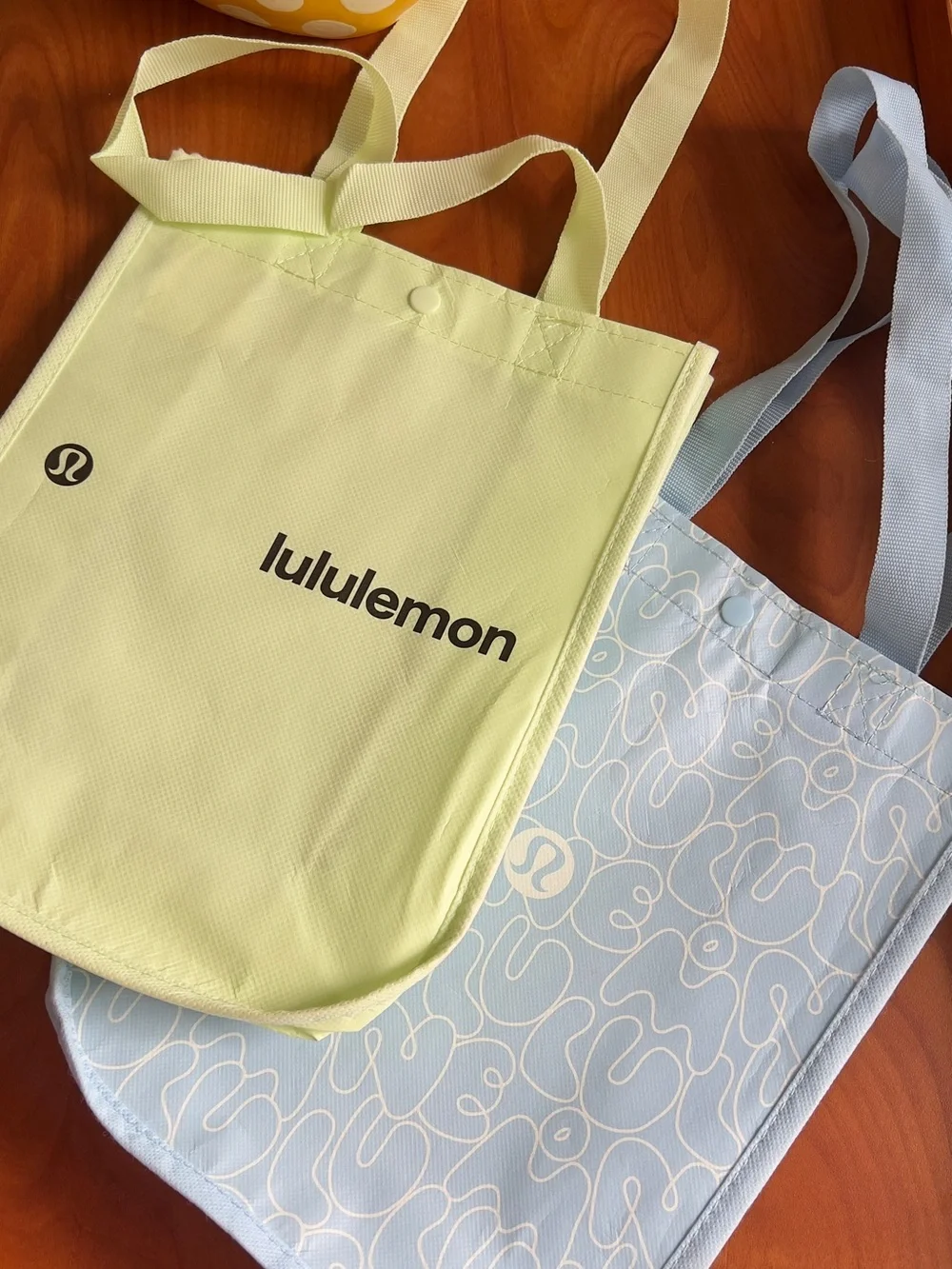 lululemon athletica Light Green & Light Blue Reusable Tote Duo / 2 small size